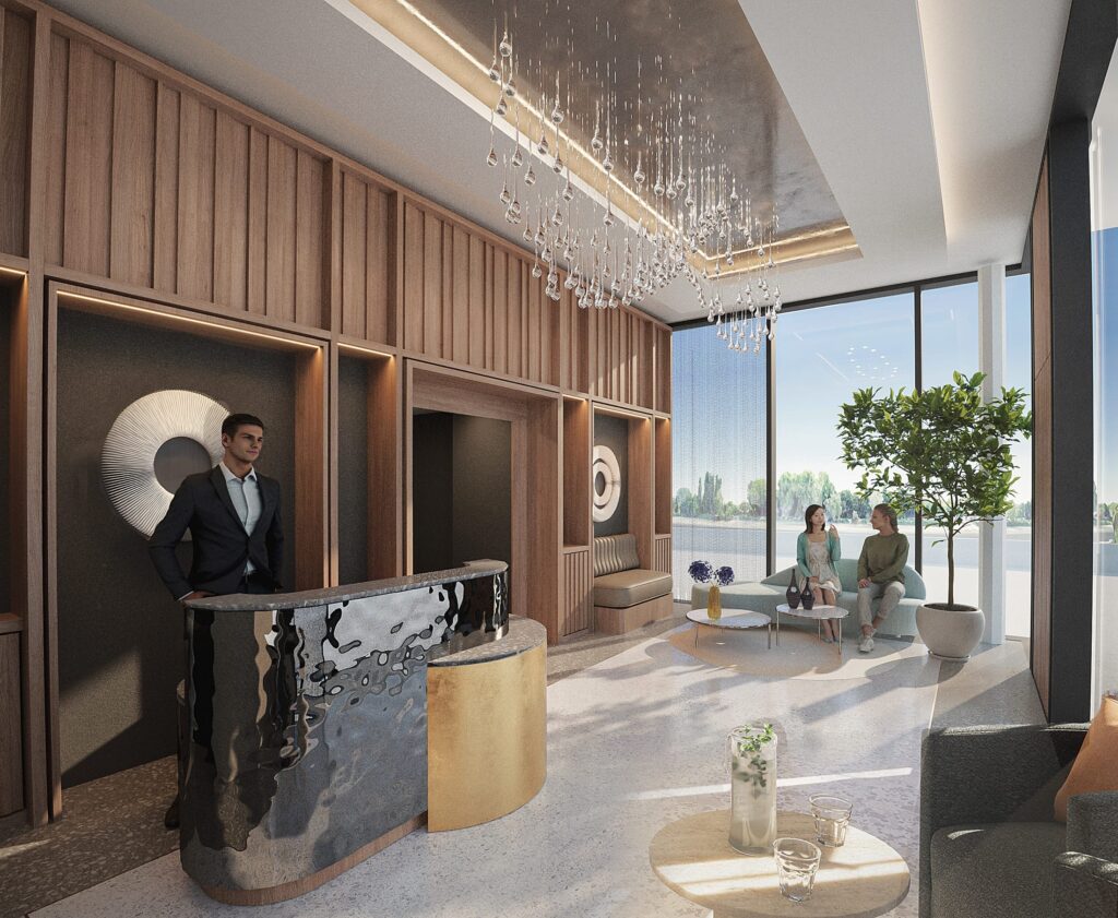 Hotel Reception – Chandelier View