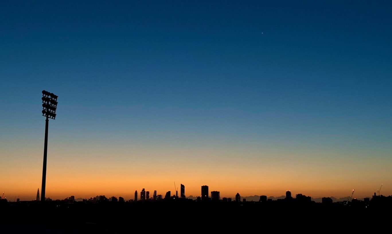 Fulham skyline with sunset