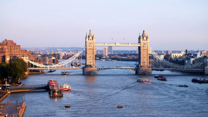 A view of Tower Bridge and the River Thames, seen from London Bridge